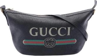 Gucci Pre-owned Half Moon Hobo Leren Schoudertas - Dames - Vintage Schoudertas - Zwart - ONE Size - Leer - Vintage