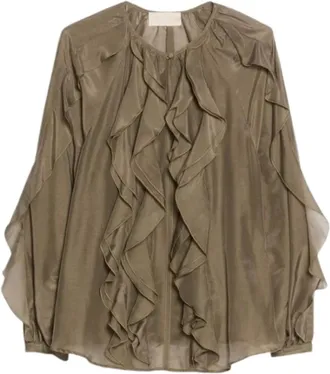 iBlues Vela Blouse - Dames - Blouses & Shirts - Groen - Maat: S Katoen