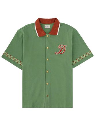 Dr&ocirc;le de Monsieur Muted Green Slogan D Logo Shirt