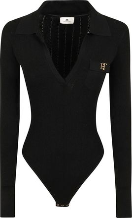 Elisabetta Franchi Flat-Rib Tricot Knit Bodysuit