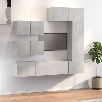 vidaXL Set De Muebles De Tv 6 Pzas Madera Contrachapada Gris Hormig&oacute;n Vidaxl