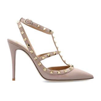 Valentino Garavani Pumps, female, Beige, Size: 7 1/2 US Rockstud Heeled Sandals