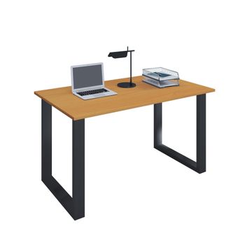 VCM Wood Desk Al. 76 X An. 80 X P. 50 Cm Mesa De Ordenador Lisa Pies De Metal De Alta Calidad Mesa De Trabajo Muebles De Oficina - Lona U (negro / Haya) -