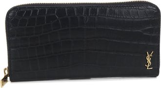 Saint Laurent Black Leather Long Wallet (Bi-Fold) (Pre-Owned)