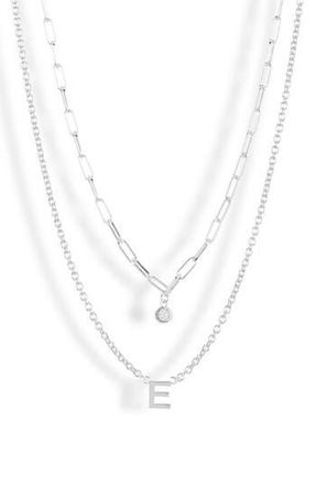 Meshmerise Diamond Initial Charm Necklace in White-E at Nordstrom Rack