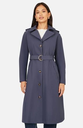 Yumi Belted Long Trench Coat in Navy at Nordstrom, Size 12