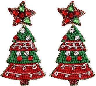 Panacea Beaded Christmas Tree Drop Earrings in Red at Nordstrom Rack