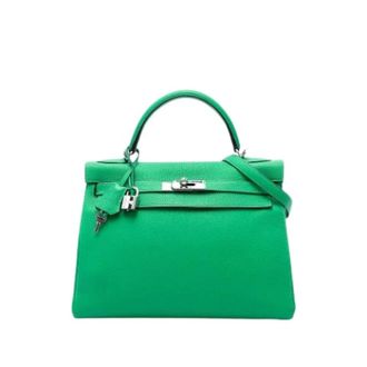 Herm&egrave;s Pre-owned Kelly 32 Handbag - Dames - Pre-owned - Groen - Maat: ONE Size Leer