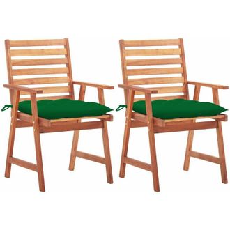 vidaXL Sillas De Comedor Para Jard&iacute;n 2 Pcs Con Almohadillas Masivas