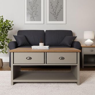 GFW Lancaster 2 Drawer Coffee Table in Grey