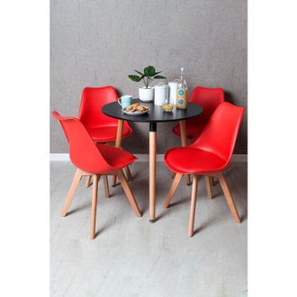 Regalos Miguel Regalos Miguel - Black Friday - Conjunto Mesa Tower Redonda 80 Cm Negra Y Pack 4 Sillas Synk Basic - Rojo