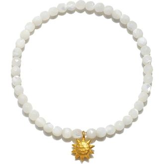 Satya Jewelry Dawning Wisdom Mother of Pearl Sun Stretch Bracelet in White at Nordstrom