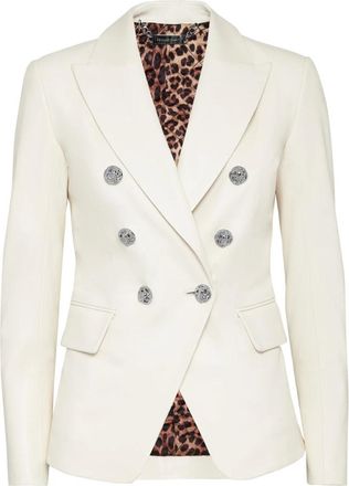 Philipp Plein Jassen, Dames, Beige, M, Leer, Lambskin Blazer Iconic