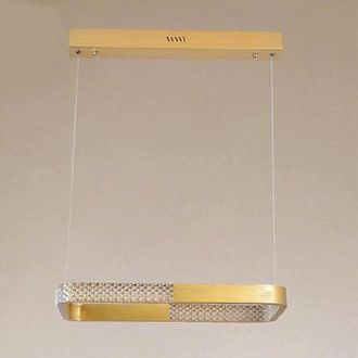 Trade Shop Lampadario A Sospensione Led 18w Rettangolare Oro Cristallo Con Telecomando 32026 - - Trade Shop Traesio