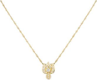 Bespoke 18ct yellow gold & white diamond floral pendant necklace