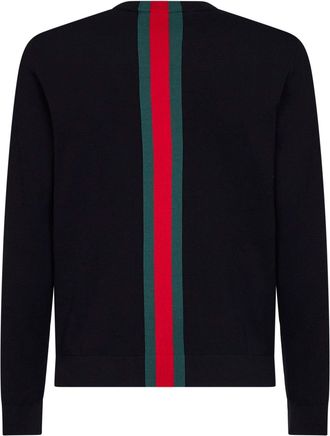 Gucci Mens Crewneck Knit Sweater Black Wool