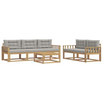 vidaXL Conjunto De Sof&aacute;s De Exterior 6 Pcs Blanco Y Gris Claro Vidaxl