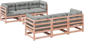 vidaXL Set De Sof&aacute;s Jard&iacute;n 7 Pzas Con Cojines Madera Abeto Douglas Vidaxl