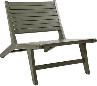 Jonathan Y Designs Leo Mid-Century Modern Wood Armless Outdoor Lounge Chair in Olive Green at Nordstrom