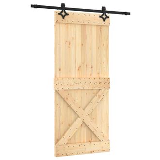 vidaXL Puerta Corredera Natural Y Negro 90 X 210 Cm Vidaxl
