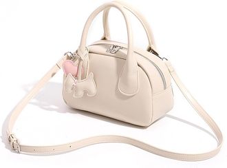 Generic PU Leather Handbag with Adjustable Strap Pillow Bag for Women Shopping (White)