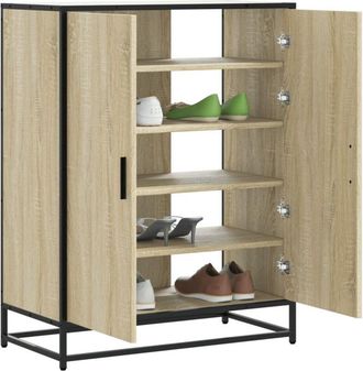 vidaXL Zapatero De Madera Y Metal Roble Sonoma 75x38x97,5 Cm Vidaxl