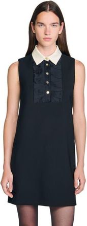 Sandro Short dress with contrast collar in Black at Nordstrom, Size 38 Eu