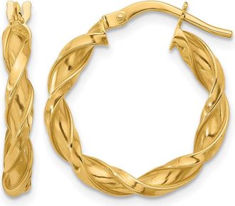 Diamond2Deal 14K Gold Polished Twisted Fancy Hoop Earrings