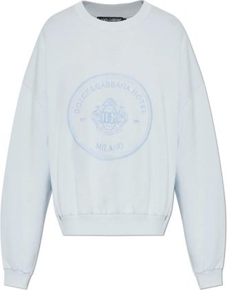 Dolce & Gabbana Sweatshirt met dubbele borduring - Dames - Sweatshirts - Blauw - M - Katoen - Hoodies & sweatvesten