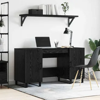 vidaXL Vidaxl - Scrivania Rovere Nero 140 X 50 X 75 Cm Legno Multistrato