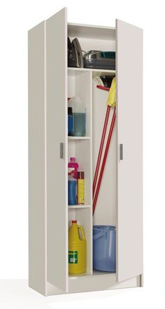 For&eacute;s Armario Multiusos 2 Puertas Escobero Blanco