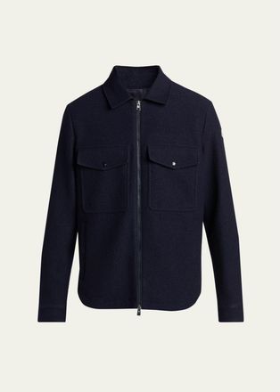 Moncler Mens Wool-Blend Flap Pocket Shirt Jacket