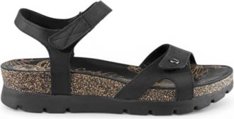 Panama Jack Dames Wedge Zwarte Leren Plateausandalen - Sulia B2