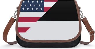 Generic USA And Estonia Flag Small Womens Crossbody Bags Shoulder Handbag with Adjustable Strap for Travel