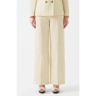 L.k. Bennett Pinstripe Pinstripe Linen Blend Pants in Cream at Nordstrom Rack, Size 14 Us / 18 Uk