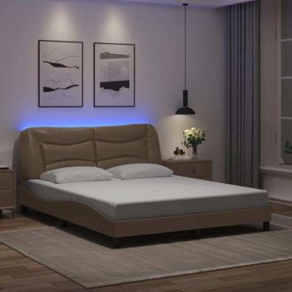 vidaXL Vidaxl - Estructura De Cama Con Luces Led Cuero Pe Capuchino 160x200 Cm