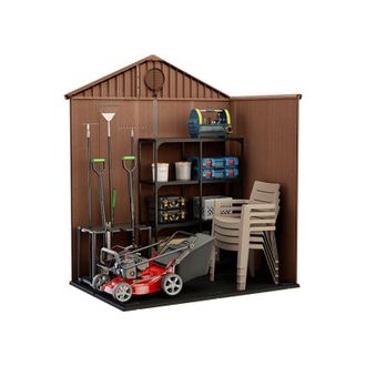 Keter Caseta Jard&iacute;n Resina Keter Darwin 6x4 Madera Con Ventanas Frontales