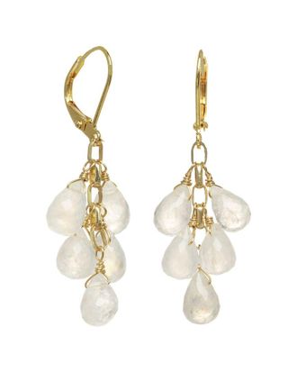 Rachel Reinhardt Jewelry 14K Over Silver Moonstone Cluster Earrings