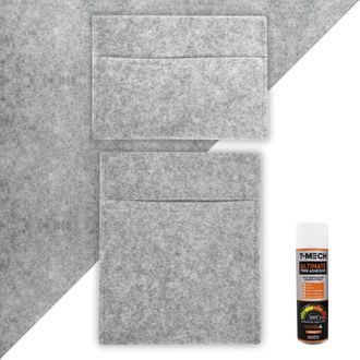 MonsterShop Silver Grey Van Carpet Lining, Storage Pouches & Adhesive Glue