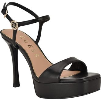 Guess Hendora Ankle Strap Platform Sandal in Black at Nordstrom, Size 5.5