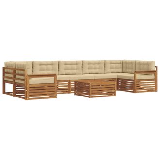 vidaXL Conjunto De Sof&aacute;s De Exterior 8 Uds. Natural Y Beige Vidaxl