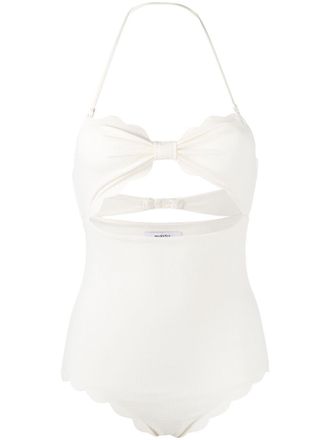 Marysia Swim Costume intero con orlo a smerlo - Bianco