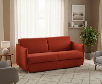 Dmora Dmora - Sof&aacute; Fijo 3 Plazas Severo, Sof&aacute; Lineal Para Sal&oacute;n, Acolchado, Desenfundable, Calidad 100% Made In Italy, 200x95 H90 Cm, Naranja