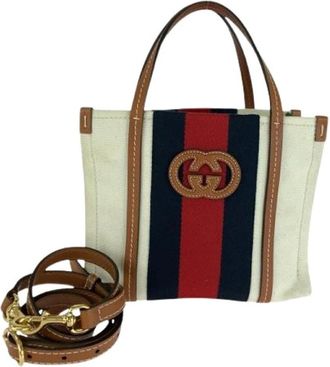 Gucci Pre-owned Tote Bags, female, Multicolor, Size: ONE SIZE Pre-owned Canvas Tote Bag