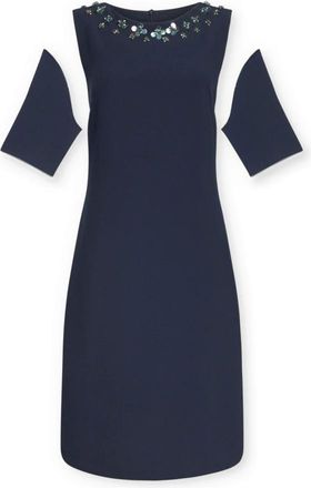 Elena Miro Kleedjes, Dames, Blauw, 7Xl, Organza, Elegante jurk met borduursel