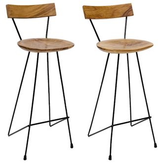 vidaXL Vidaxl - Taburetes De Cocina 2 Unidades Madera Maciza De Teca