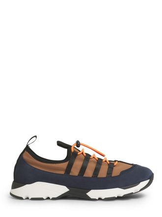Marni Layered Brown Leather Sneakers with Unique Lacing System