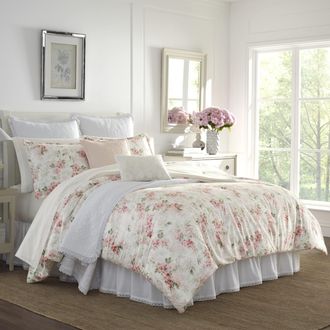 Laura Ashley Home - Doppelbett-Bettwäsche-Set, Luxus-Bettwäsche mit passendem Kissenbezug, stilvolle Wohnkultur für alle Jahreszeiten (Wisteria Pink, Twin)