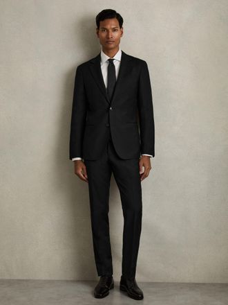 Reiss Aspire Black Slim-fit Single Breasted Wool Suit Jacket, 42R, Navy & camel