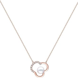 Tasaki 18kt rose gold Chants Akoya pearl and diamond necklace - unisex - Diamond/18kt Rose Gold/Akoya Pearl - One Size - Pink
